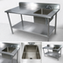 Thumbnail image #3 for John Boos 60-Inch x 30-Inch Stainless Steel Prep Table With Right Sink Bowl, Backsplash, and Undershelf
