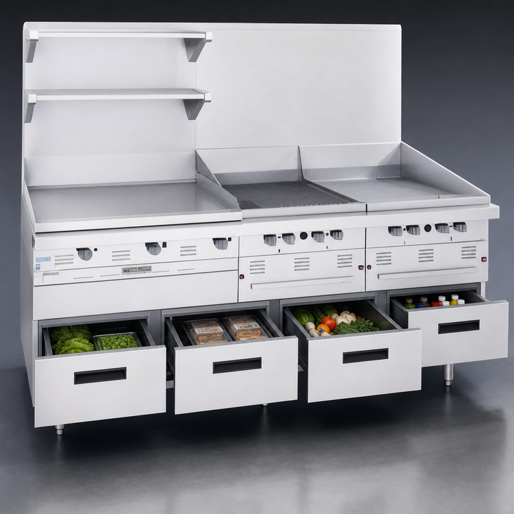 Product image #3 for Garland Arctic Fire 63-Inch Stainless Steel 4-Drawer Self-Contained Refrigerator Base