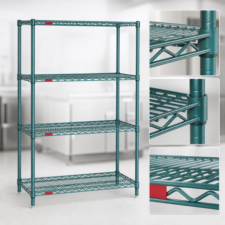 Product image #3 for Eagle Valu-Gard 4-Shelf Wire Shelving Starter Unit, 48 x 24 x 74 Inches, Green Epoxy