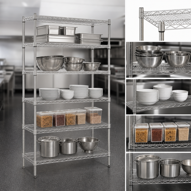 Product image #3 for Eagle Group 72"W x 24"D x 74"H 5-Tier Stainless Steel Wire Starter Shelving Unit
