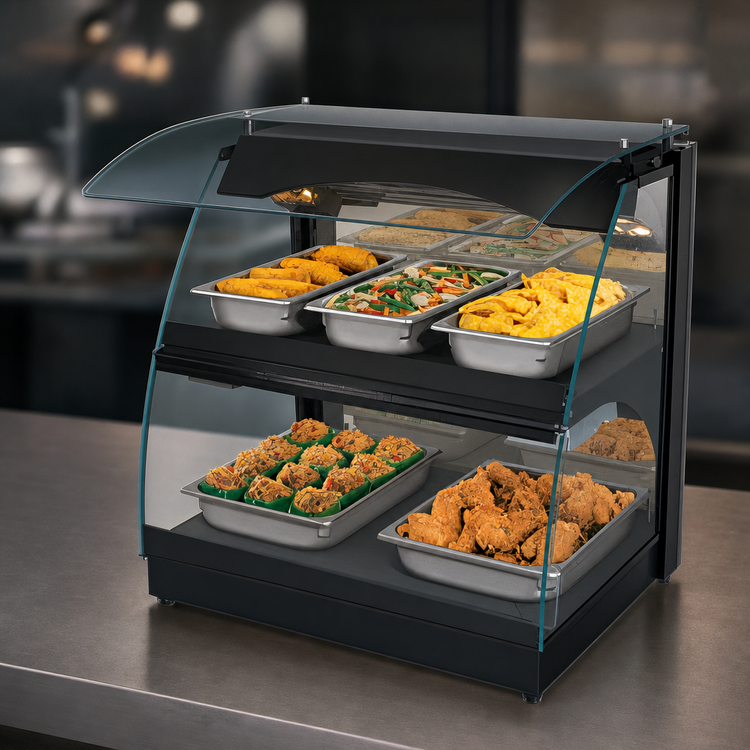 Product image #3 for Hatco Glo-Ray Curved Glass Merchandising Warmer, 26-Inch Countertop, Deck and Shelf