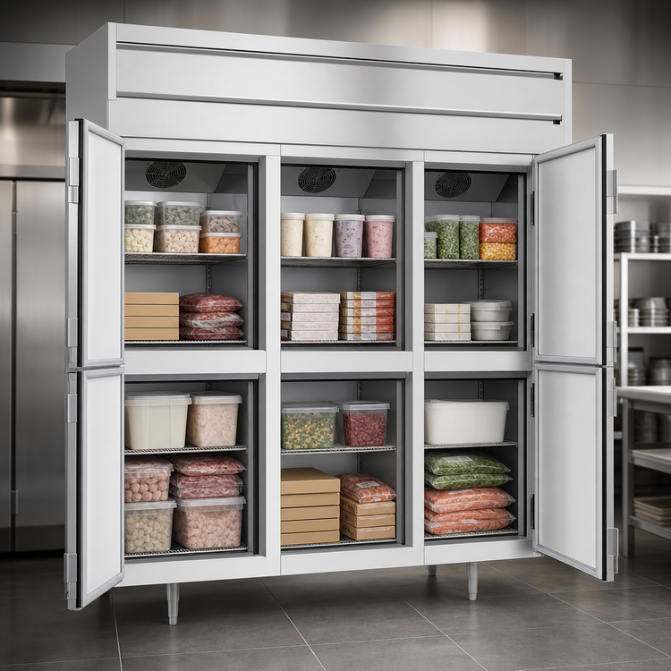 Product image #3 for Beverage Air P Series Top-Mount Three-Section Reach-In Freezer with Solid Half Doors, 68.34 Cu. Ft.