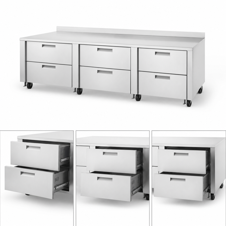 Product image #3 for Garland Polar Cuisine 102-Inch Three-Section Remote Refrigerated Drawer Base