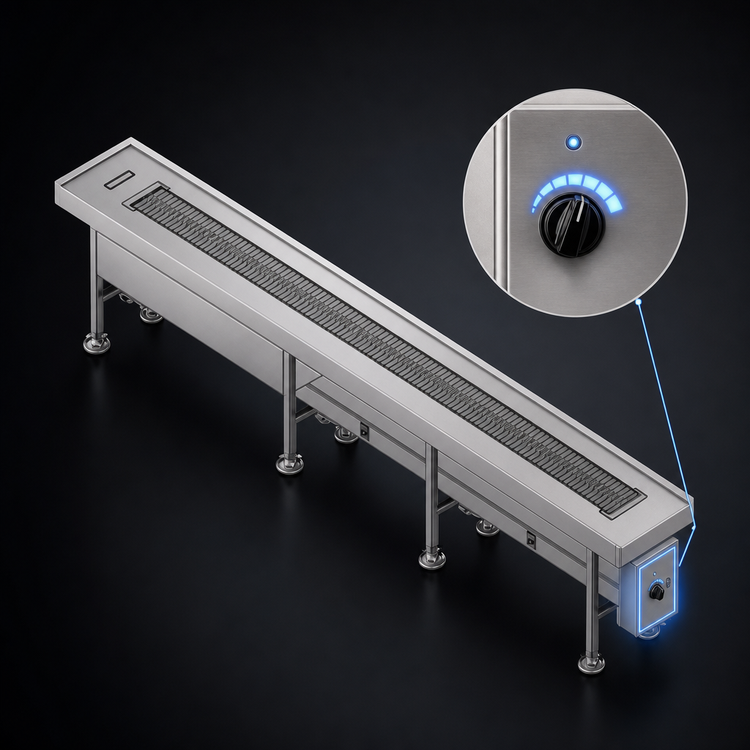 Product image #3 for Dinex DXIESSB18 18 ft. Slat Belt Motorized Tray Make-Up Conveyor