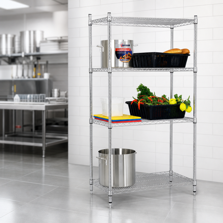 Product image #3 for Chrome 4-Shelf Stationary Wire Shelving Unit, 60 x 18 x 72 Inches