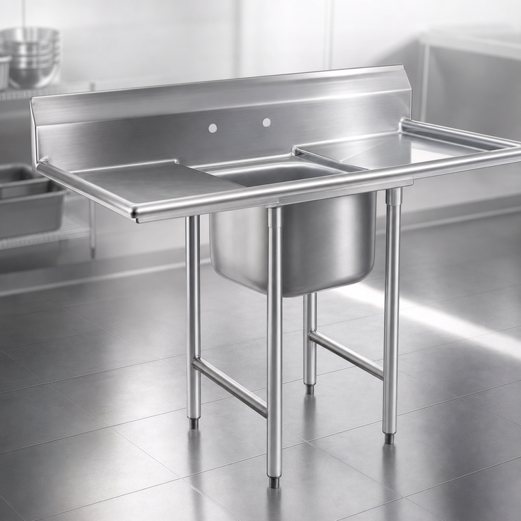 Product image #3 for Eagle Group 414 Series 1-Compartment Stainless Steel Sink with Dual Drainboards
