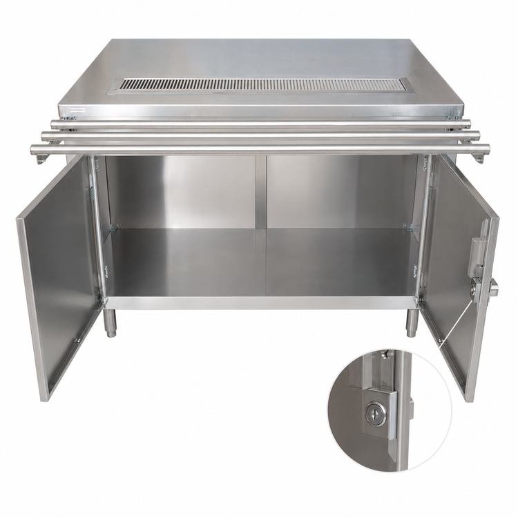 Product image #3 for BK Resources Stainless Steel Cashier-Serve Counter Urn Stand with Hinged Doors and Lock, 48 x 30 Inches
