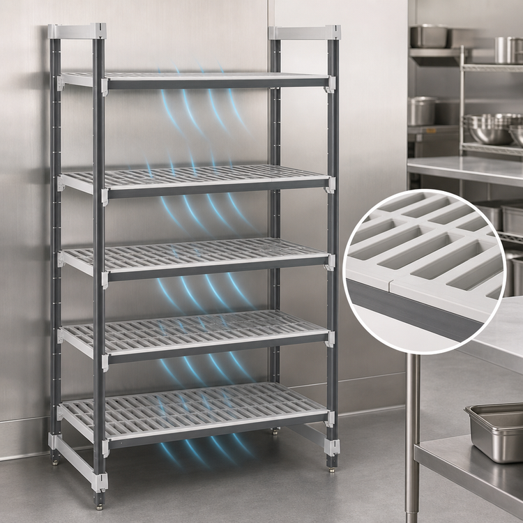 Product image #3 for Cambro Camshelving Elements XTRA 24"W x 54"L x 84"H 5-Tier Vented Stationary Starter Shelving Unit