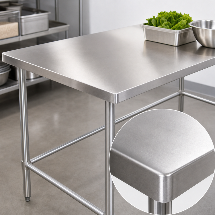 Product image #3 for 72-Inch x 30-Inch 18 Gauge Stainless Steel Flat Top Work Table with Open Base