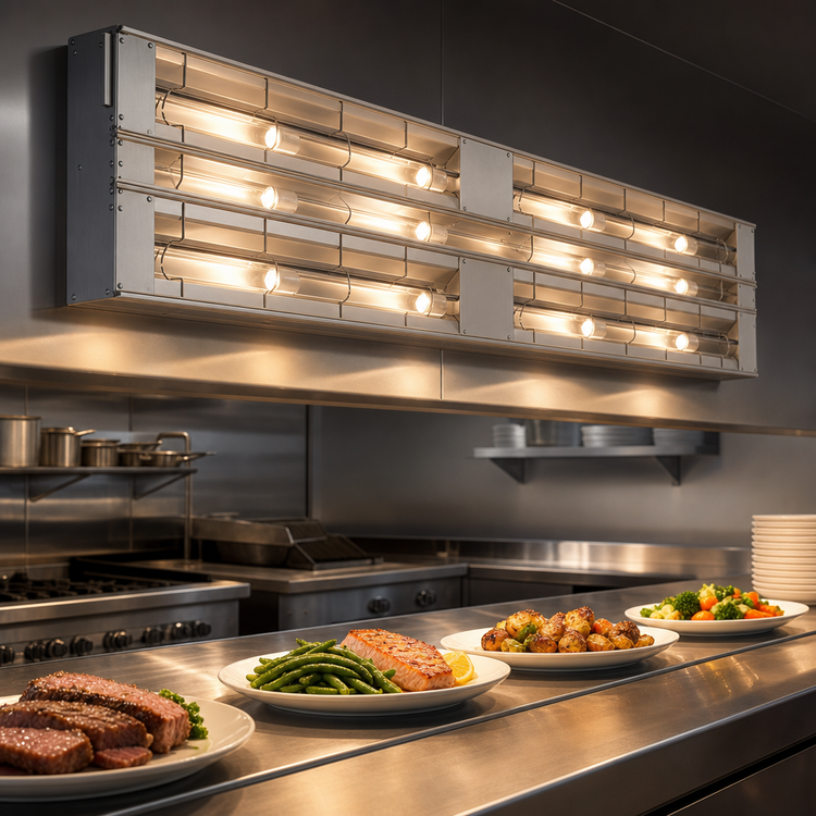 Product image #3 for Hatco Glo-Ray® Lighted Double Infrared Strip Heater, 144" Wide, Aluminum, 5.82 kW
