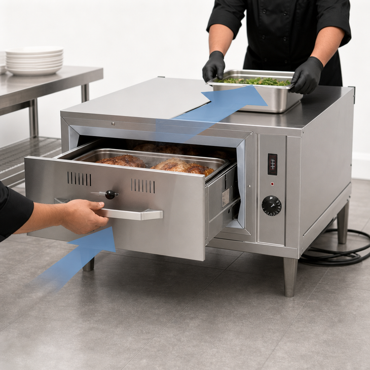 Product image #3 for Eagle Group Pass-Thru Heated Drawer, 1-Drawer, Freestanding, Left-Hand Cord, 120V