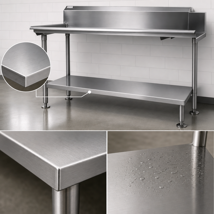 Product image #3 for John Boos 108-Inch Stainless Steel Dishtable Undershelf, 16-Gauge 300 Series