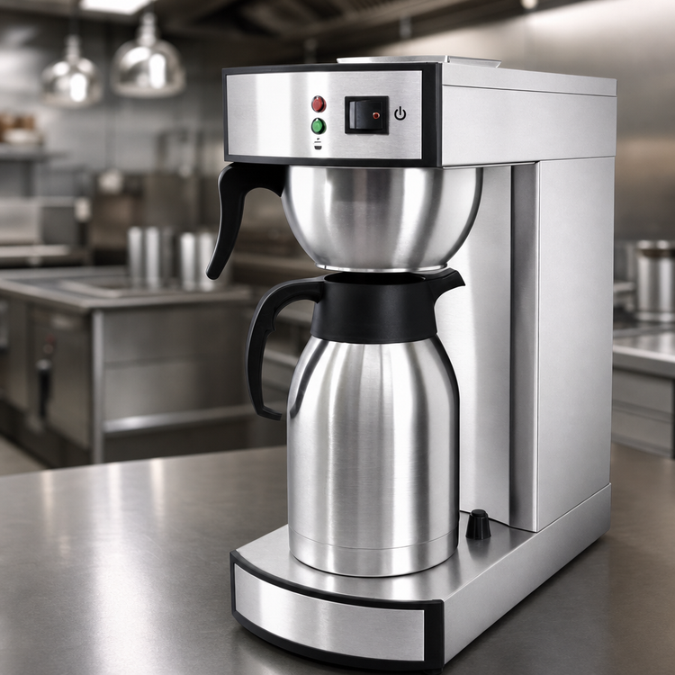 Product image #3 for Omcan Commercial Stainless Steel Manual Pourover Coffee Maker with 2 Liter Thermal Carafe