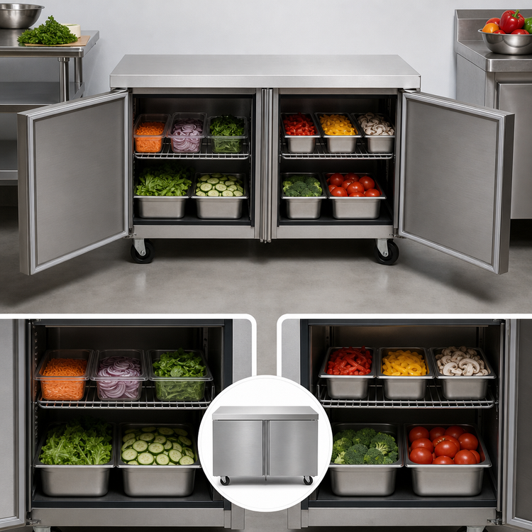 Product image #3 for Delfield 4460NP 60-Inch Two-Section Worktop Refrigerator with 2 Doors
