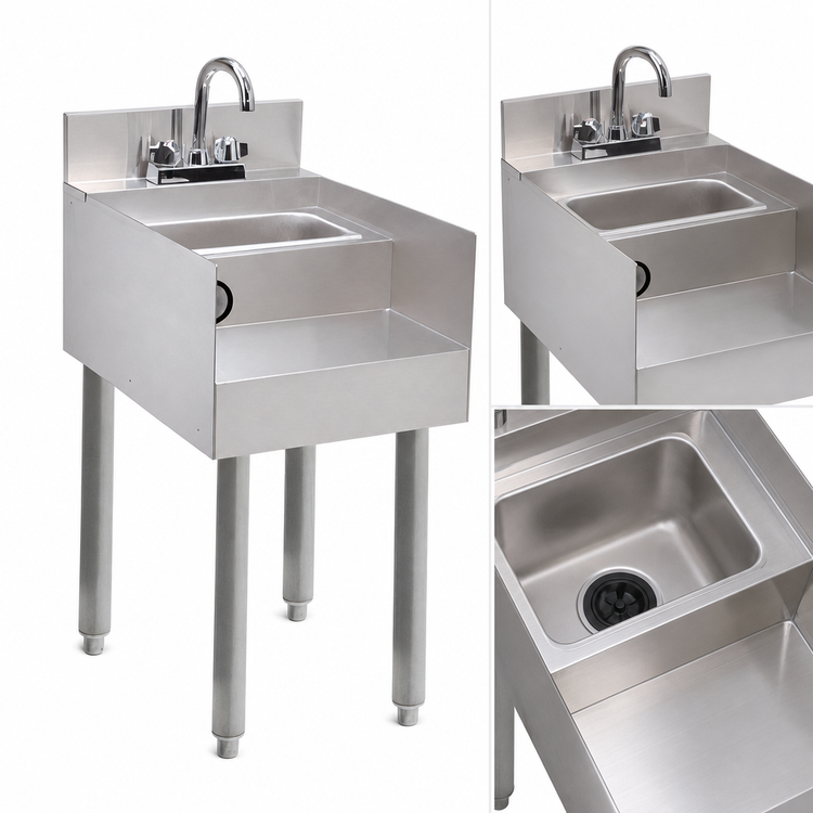 Product image #3 for Advance Tabco Special Value Series 12-Inch Stainless Steel Underbar Blender Station with Dump Sink