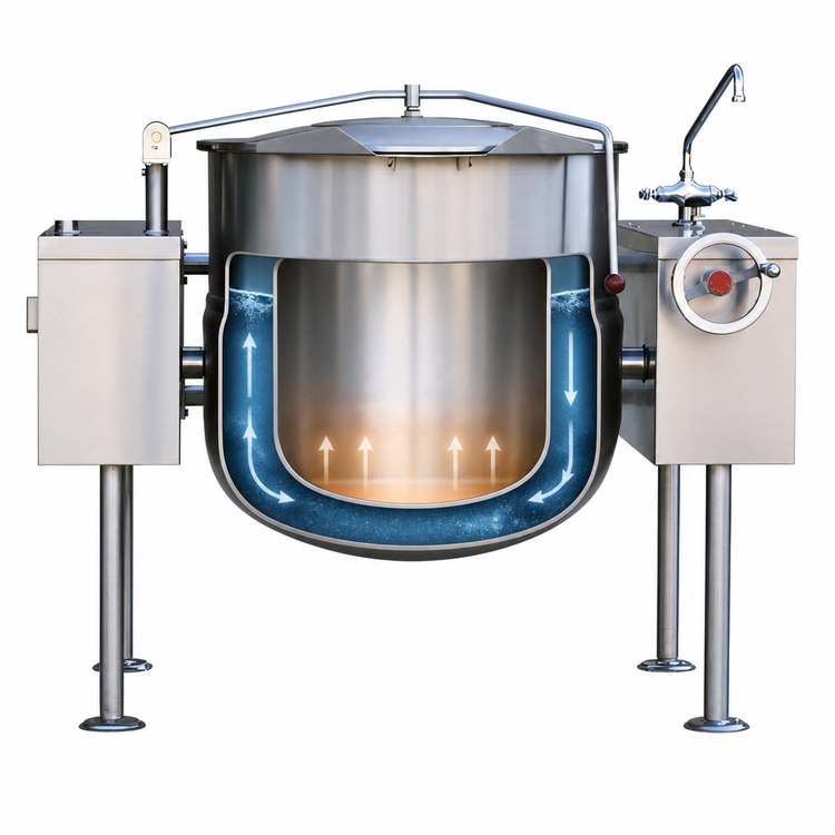 Product image #3 for Crown DLT-80TC 80 Gallon Direct Steam 2/3 Jacketed Tilting Kettle
