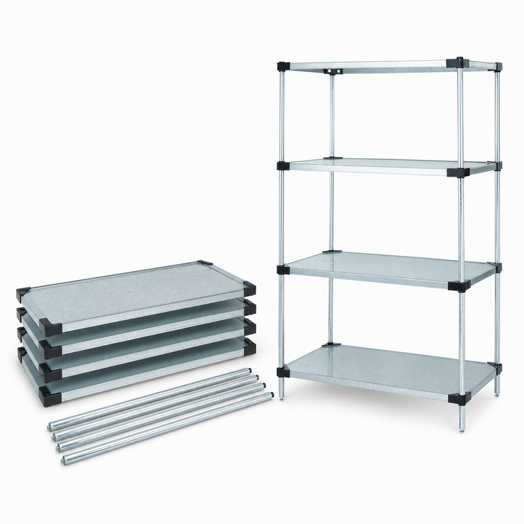 Product image #3 for Quantum 42 Inch x 24 Inch x 63 Inch Solid Shelving Starter Kit with 4 Shelves and 4 Posts