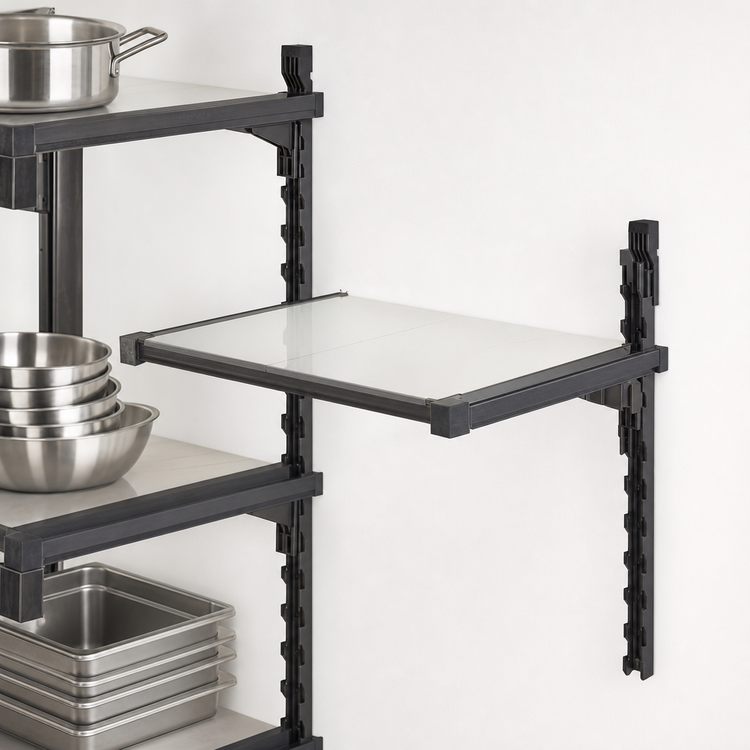 Product image #3 for Cambro Camshelving Elevation Series 24" x 24" Wall-Mounted Solid Add-On Shelf Kit, Brushed Graphite