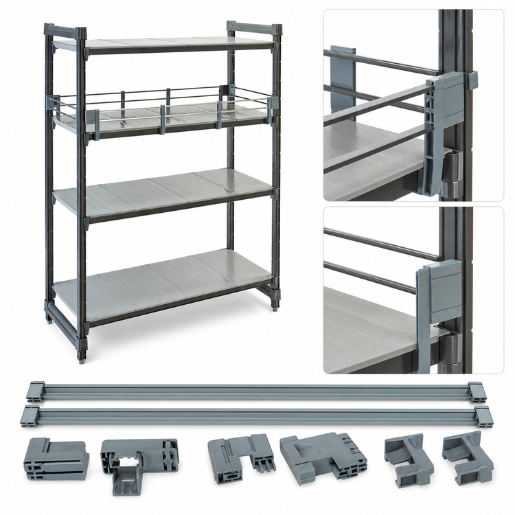 Product image #4 for Camshelving Elements Full Shelf Rail Kit, 18 x 72 Inch, Soft Gray Polypropylene
