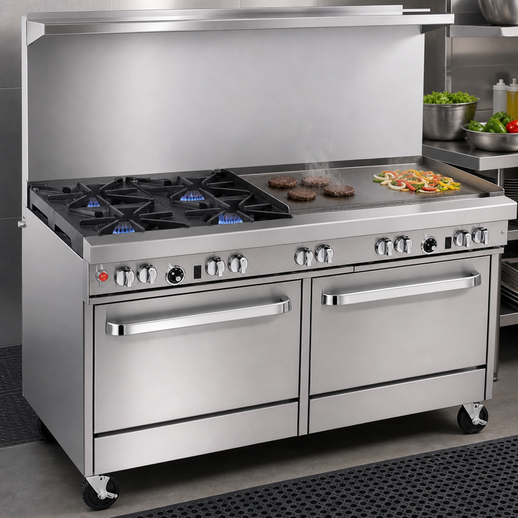 Product image #3 for Southbend Ultimate 60-Inch Commercial Gas Restaurant Range with 4 Burners, 36-Inch Griddle, Standard Oven, and Convection Oven