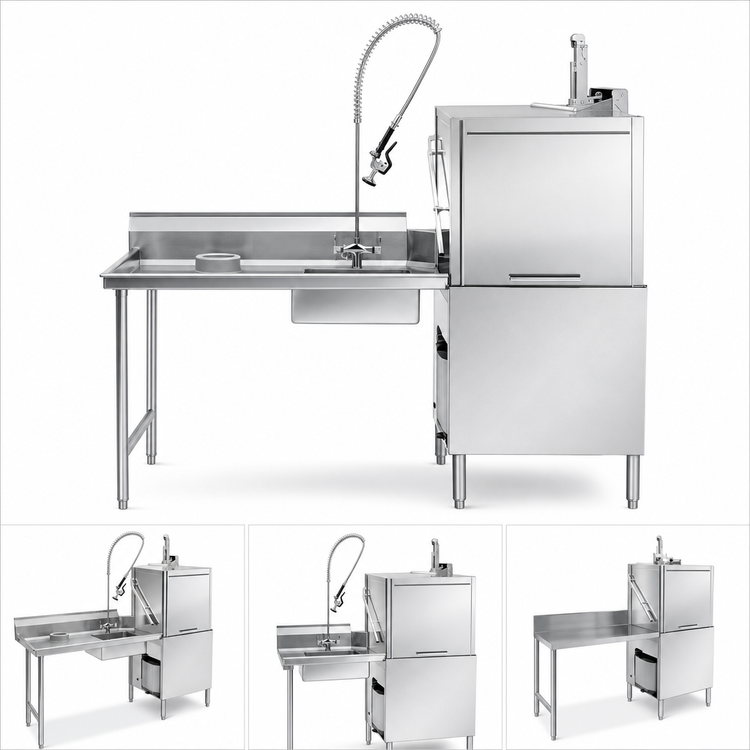 Product image #3 for Straight Soiled Dishtable with Pre-Rinse Sink, Left-to-Right Operation, 72 Inch W x 30 Inch D x 43-1/2 Inch H, 16/430 Stainless Steel Top