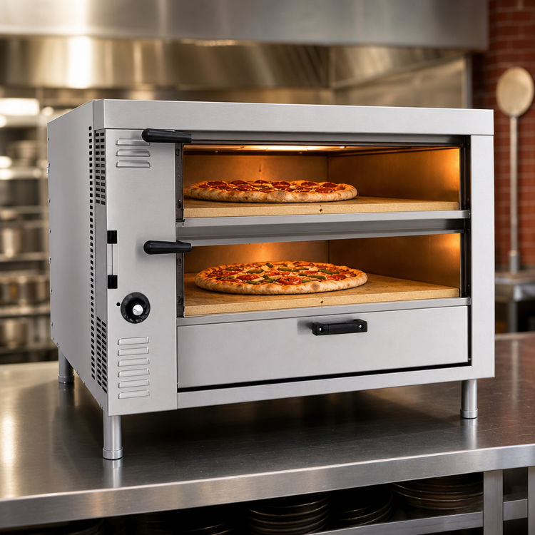 Product image #3 for Bakers Pride HearthBake Series GP61-HP High-Performance Countertop Gas Double-Compartment Pizza/Bake Oven with 2 Cordierite Decks