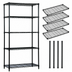 Thumbnail image #3 for Quantum Wire Shelving Starter Kit, 60 x 24 x 63 Inches, 5 Shelves, Black Epoxy Antimicrobial Finish