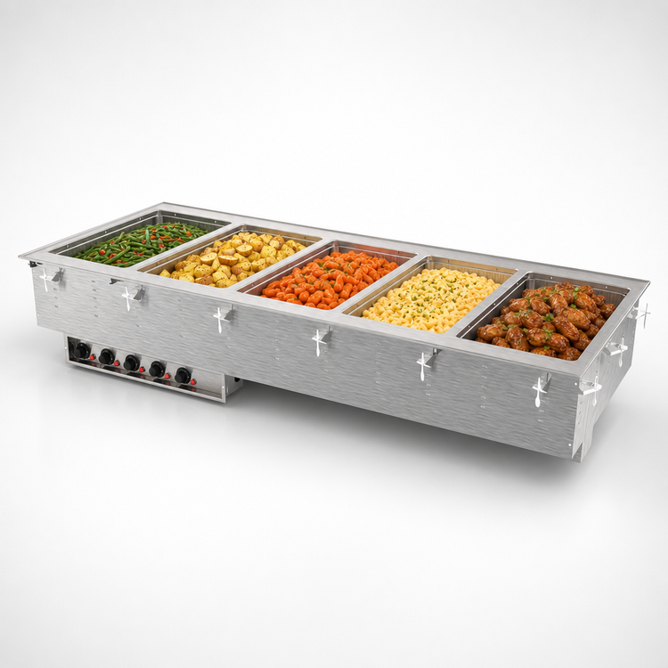 Product image #3 for Vollrath Five-Well Modular Drop-In Electric Hot Food Well with Manifold Drain, 208V, Infinite Controls