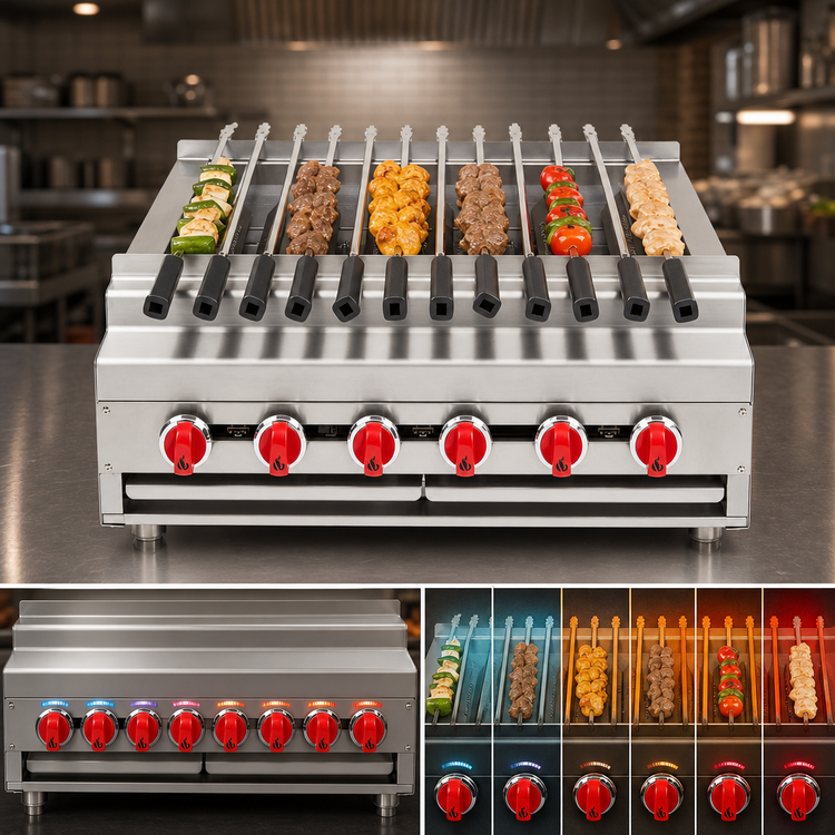 Product image #4 for American Range 48-Inch Countertop Gas Kebob Broiler with 8 Individually Controlled Burners