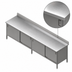 Thumbnail image #3 for John Boos Enclosed Base Work Table with Sliding Doors, 132 in. W x 30 in. D, 16-Gauge 300 Series Stainless Steel Top, 5 in. Backsplash
