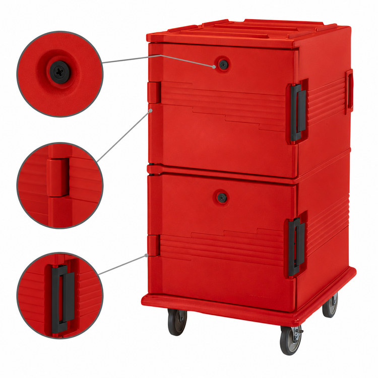 Product image #4 for Cambro Ultra Camcart® Security Package Front-Loading Insulated Food Pan Carrier, 2-Compartment, Hot Red