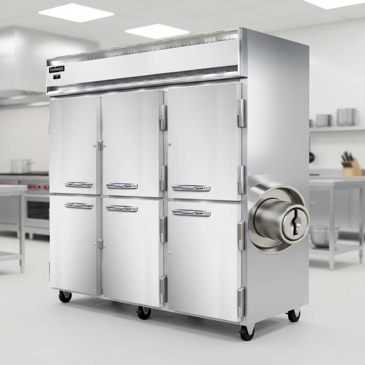 Product image #2 for Continental Refrigerator 3FNSAHD Three-Section Reach-In Freezer with Half-Height Solid Doors
