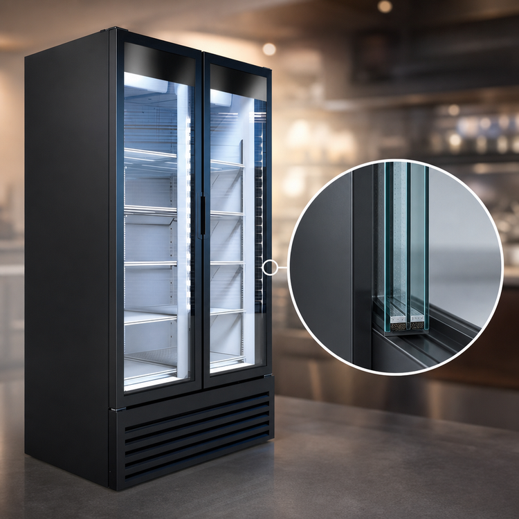 Product image #3 for Beverage-Air Marketeer Two-Section Reach-In Glass Door Refrigerated Merchandiser, Hinged Doors, 26.12 Cu. Ft.
