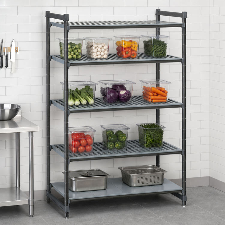 Product image #3 for Cambro Camshelving Basics Plus 4-Shelf Stationary Polymer Shelving Starter Unit, 21 x 42 x 84 Inches