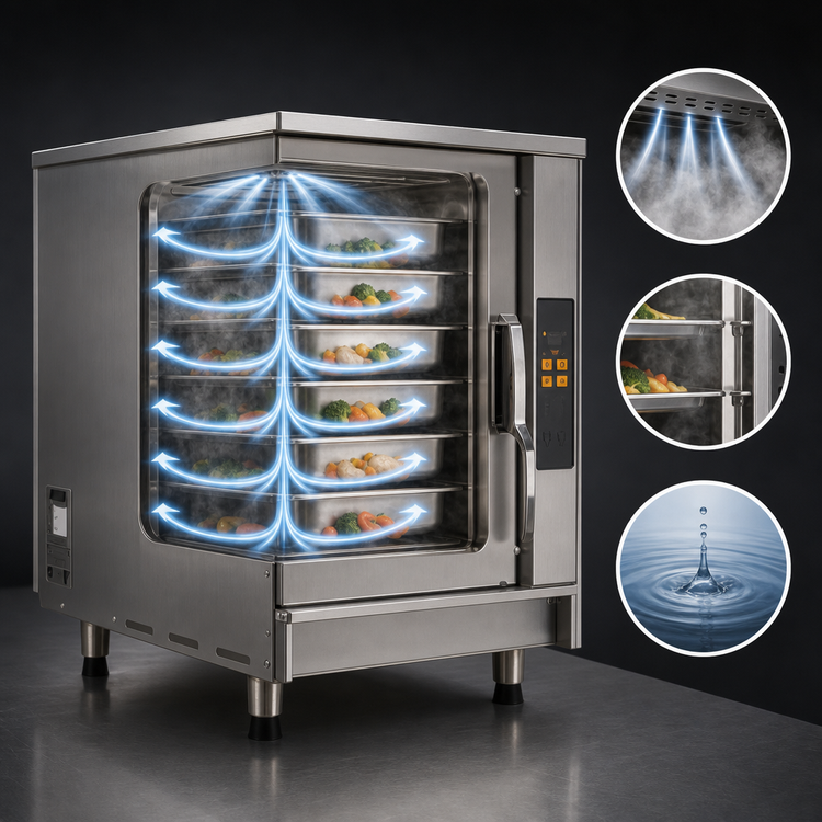 Product image #3 for AccuTemp Evolution Connected Boilerless Countertop Natural Gas Convection Steamer, 6-Pan