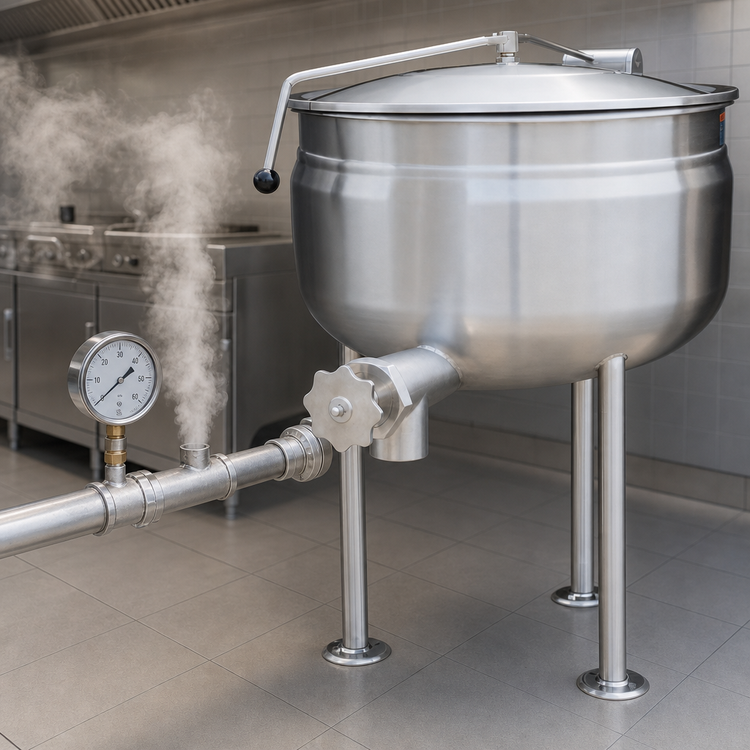 Product image #3 for Crown DL-20F 20 Gallon Direct Steam Full Tri-Leg Stationary Kettle