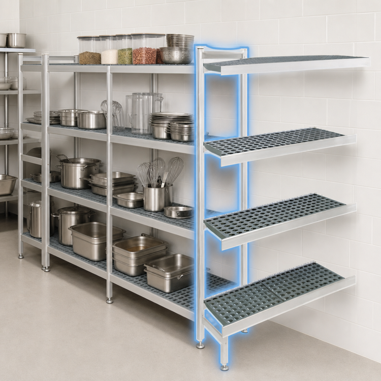 Product image #3 for Fermostock 4-Tier Add-On Polymer Shelving Unit Expansion Kit, 64 Inch W x 14 Inch D x 83 Inch H