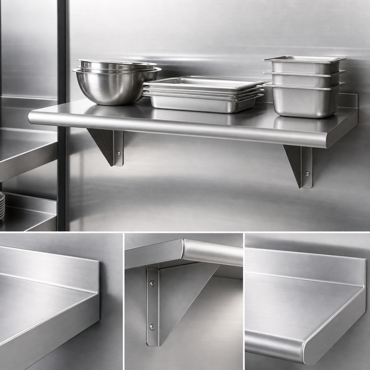 Product image #3 for Advance Tabco 36" x 18" Wall-Mounted 16 Gauge 304 Stainless Steel Wall Shelf
