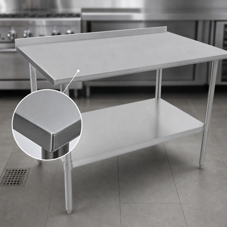 Product image #3 for John Boos Stallion 48-Inch x 30-Inch Stainless Steel Top Work Table with 1-1/2-Inch Rear Up-Turn and Undershelf