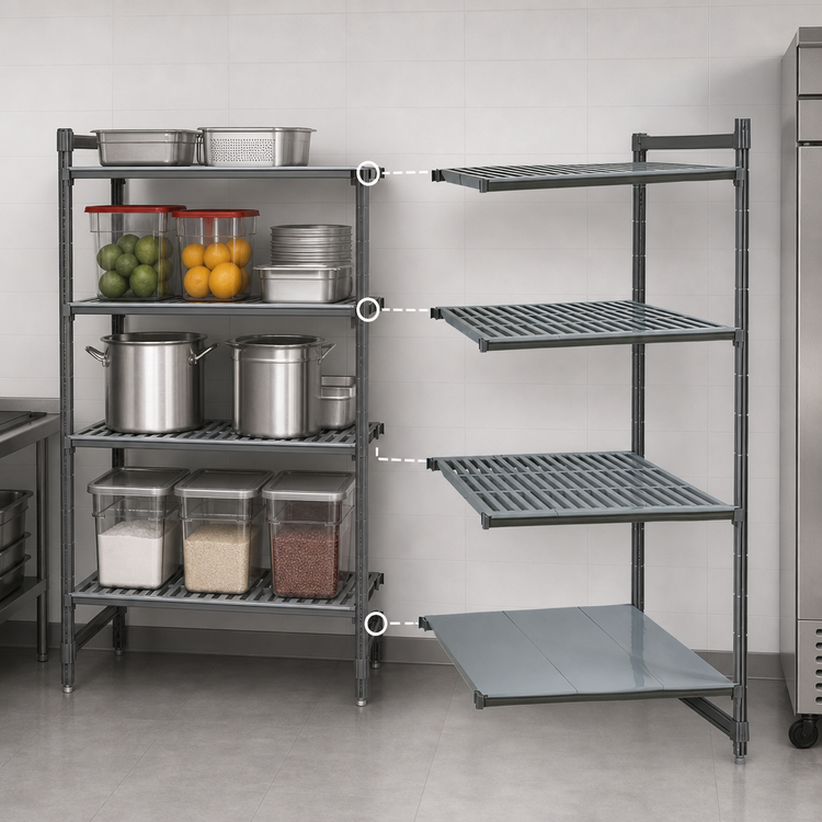 Product image #3 for Cambro Camshelving Basics Plus 4-Tier Add-On Polymer Shelving Unit, 21 x 42 x 64 Inches, Brushed Graphite