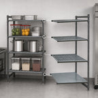 Thumbnail image #3 for Cambro Camshelving® Basics Plus CBA214264VS4580 4-Tier Add-On Polymer Shelving Unit, 21 x 42 x 64 Inches, 3 Vented/1 Solid, Brushed Graphite
