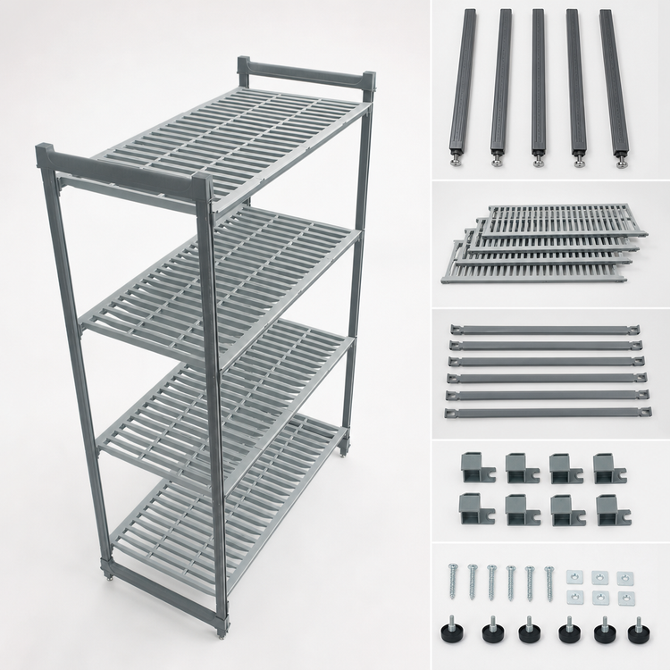 Product image #3 for Cambro Camshelving Basics Plus 4-Tier Stationary Polymer Starter Shelving Unit, 18-Inch Deep x 54-Inch Wide x 72-Inch High, Brushed Graphite