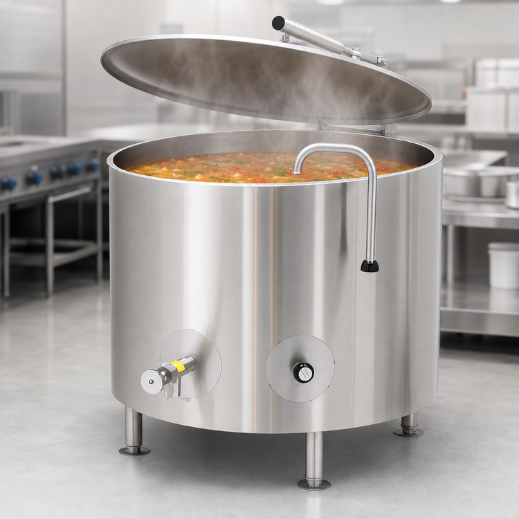 Product image #3 for Legion Low-Rim LSI-60 60-Gallon Stationary Direct Steam Kettle, Full Jacket