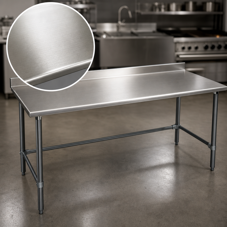 Product image #3 for BlendPort Deluxe Series 72"W x 30"D Stainless Steel Work Table with Rear Upturn and Galvanized Tubular Base