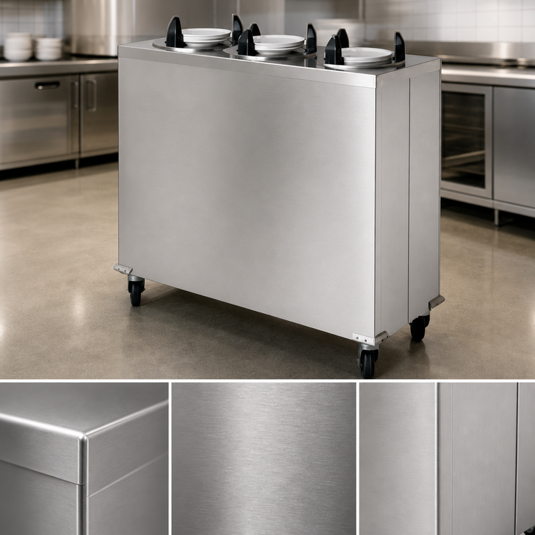 Product image #3 for Dinex DXPIDPH3E1012 Heated Mobile Enclosed 3-Silo Plate Dispenser