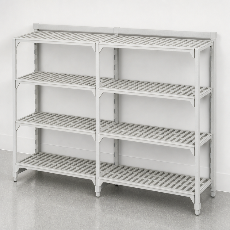 Product image #4 for Cambro Camshelving Premium 4-Shelf Vented Polymer Add-On Shelving Unit, 24" x 42" x 64", Speckled Gray
