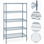 Thumbnail image #3 for Quantum WR74-1424GY-5 Wire Shelving Starter Unit, 24"W x 14"D x 74"H, 5 Shelves, Gray Epoxy Finish