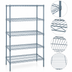 Thumbnail image #3 for Quantum 24-Inch W x 14-Inch D x 74-Inch H Wire Shelving Starter Kit with 5 Shelves, Gray Epoxy Antimicrobial Finish