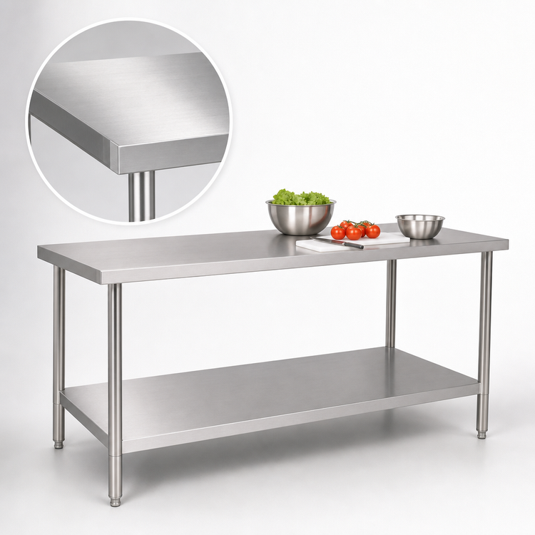 Product image #3 for Heavy-Duty 48 Inch x 24 Inch Stainless Steel Work Table with Undershelf and Adjustable Bullet Feet