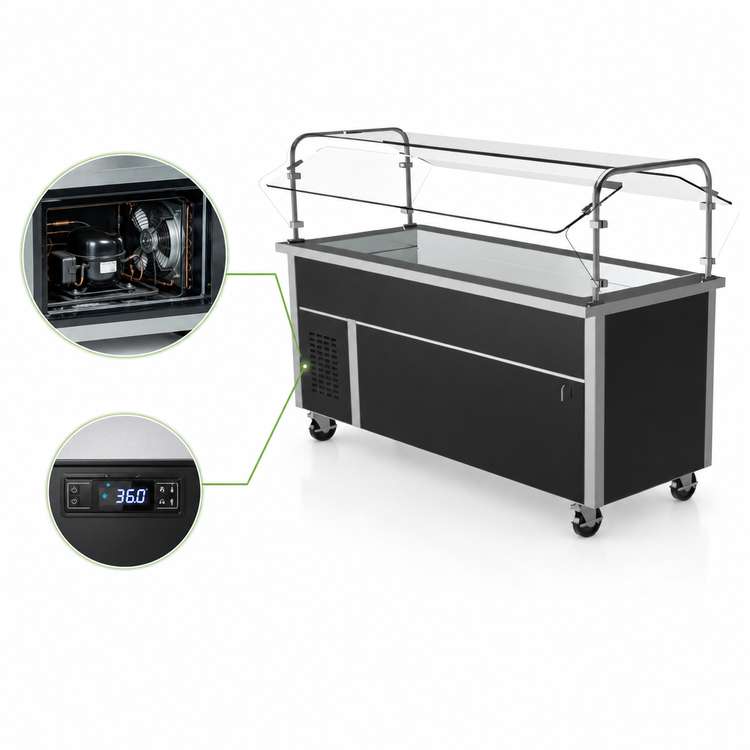 Product image #3 for Randell Custom & Serving Mobile Modular Refrigerated Cold Food Table, 60-Inch W x 30-Inch D, 4 x 12 x 20 Pan Capacity